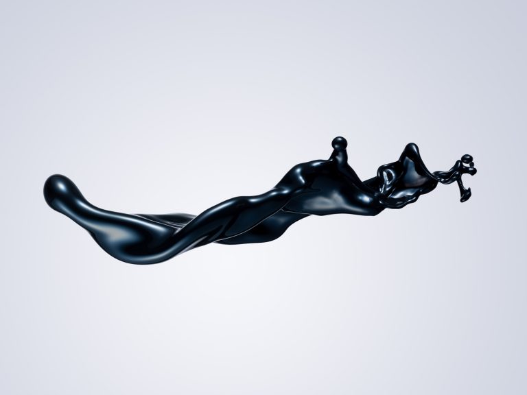 Monochrome liquid splash suspended mid-air on neutral background, studio still life